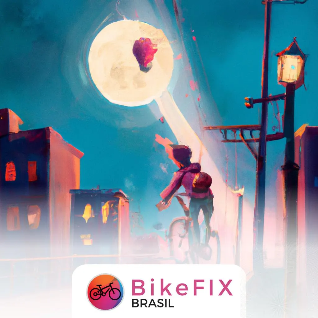 uma pintura figurativa de dicas andar de bike a noite