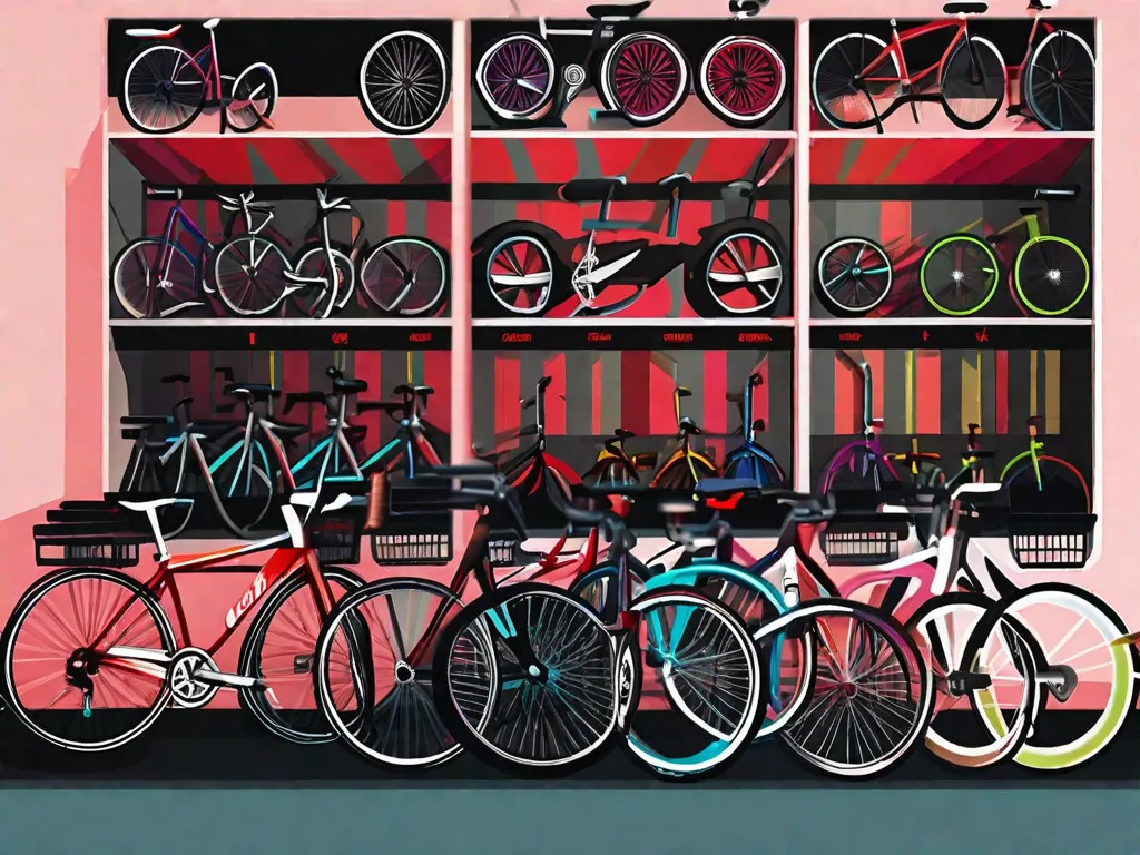 Descrição da imagem: Um close de uma bicicleta elegante e moderna, em pé contra um cenário vibrante de uma cidade. A bicicleta possui um quadro leve, componentes de alta qualidade e um design estiloso, representando as opções disponíveis para diferentes faixas de orçamento ao comprar uma bicicleta.